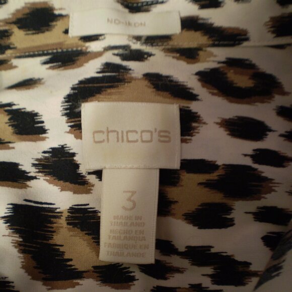 CHICOS NO IRON ANIMAL PRINT BUTTON UP BLOUSE SZ 3 (16/18) - Picture 3 of 3